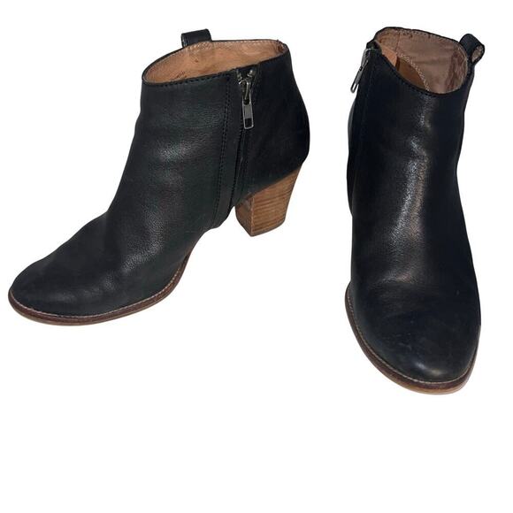 Madewell Billie Black 9M Soft Leather side zip 3in Gothic Western Booties  - Picture 4 of 8